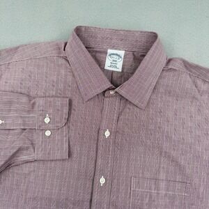 Brooks Brothers Regent Long Sleeve Dress Shirt Mens 17.5-32/33 Crimson Red Check